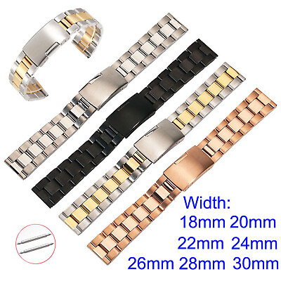 #ad Solid Stainless Steel Bracelet 18mm 20 22mm 24 26 28 30mm Watch Strap Metal Band $13.96