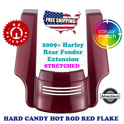 #ad Advanblack Hard Candy Hot Rod Red Flake Rear Fender Extension Fit Harley 09 $349.00