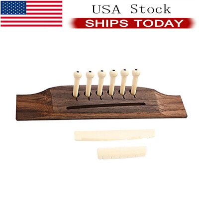 #ad 6 String Rosewood Acoustic Guitar Bridge Saddle Nut End Pins Pearl Shell Dot $11.22