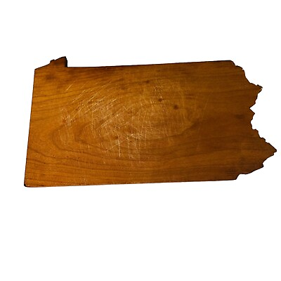 #ad vtg wood cutting board in the shape of Pennsylvania 12quot;W $11.90