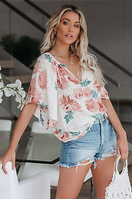 #ad Boutique BoHo Summer Blouse Tunic Top NEW Floral Semi Sheer S LG 2XL $17.91
