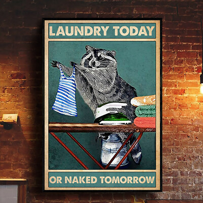 #ad Laundry Today Raccoon Or Naked Tomorrow Canvas $40.59