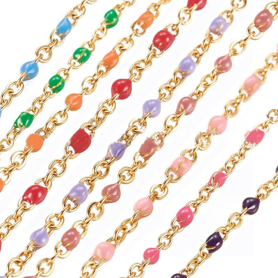 #ad 18quot; 2mm 304 Stainless Steel Enamel Gold Blue Green Red Pink Chain Necklace $5.99