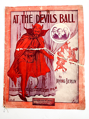 #ad antique At The Devil#x27;s Ball by Irving Berlin sheet music demon satan SEE PICS $34.99