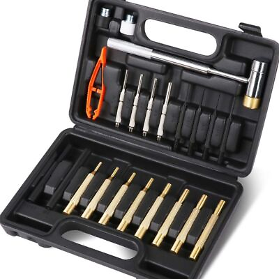 #ad HORUSDY Punch Set and Hammer with Brass Hollow Steel Plastic Punches Maintenance $23.99