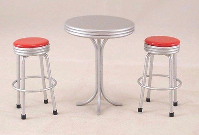#ad 1950s Stools amp; Round Table T5919 dollhouse miniature furniture metal 3pc $26.99