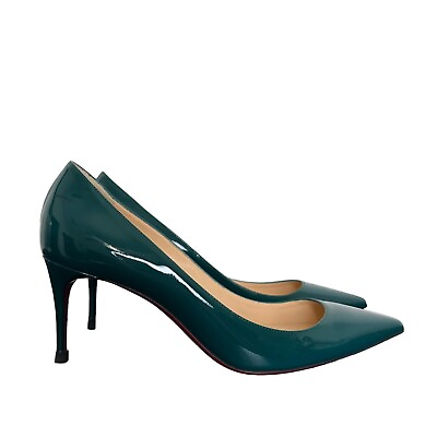 #ad Christian Louboutin Women#x27;s Sz 37 US 7 Kate Peacock Green Patent Pumps Heels $499.00