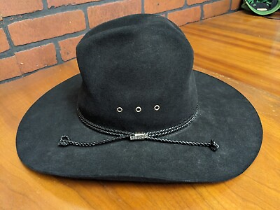 #ad STETSON XXXX 4X Beaver Carson Felt Black Western Leather Band Cowboy Hat Size 7 $189.00