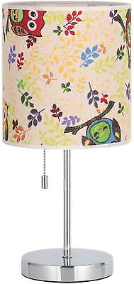 #ad Silver Modern Table Lamp Nightstand Desk Lamp Fabric Shade $25.97