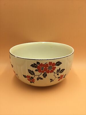 #ad Vintage Hall’s Red Poppy Flowers 9quot; Serving Bowl Superior Quality Kitchenware $40.00