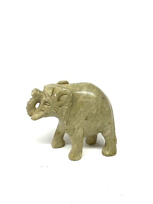 #ad Vintage Hand Carved Natural Stone Marble Elephant Figurine $10.00
