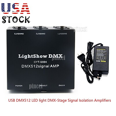 #ad DMX Stage Signal Isolation Amplifiers USB DMX512 LED AMP Splitter 1 in 4 Out $51.50