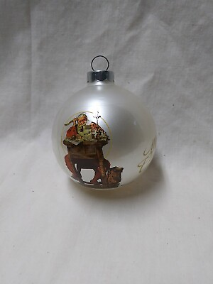 #ad Norman Rockwell Christmas ornament Santa sitting at desk glass Merry Christmas $4.99
