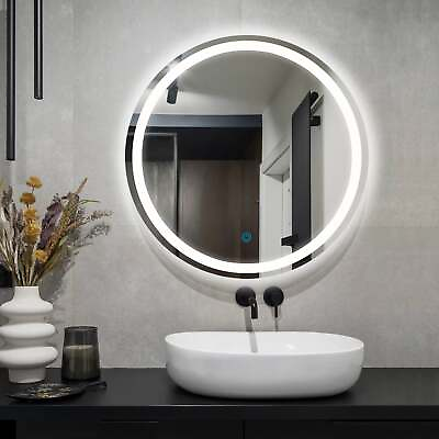#ad LED Lighted 24quot; 32quot; Wall Mounted Frameless Round Bathroom Vanity Mirror $219.99