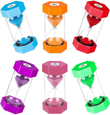 #ad Sand Timers 1 3 5 10 15 30 Minute Plastic Hourglass Sand Timer for Kids Colorf $35.99