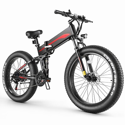 #ad SALE 26quot; Fat Tire Electric Bike 500W 48V Folding Moutain Ebike for Adult amp; Teen $369.99