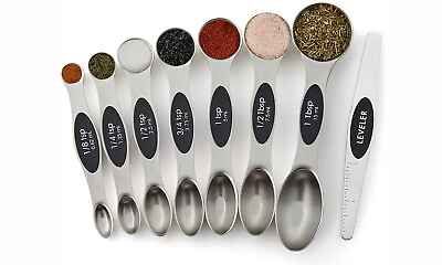 #ad Magnetic Dual Sided Measuring Spoons with Leveler Set of 8 3 Colors To Pick From $9.99