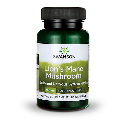 #ad Swanson Herbal Supplement Lion#x27;s Mane Mushroom 500 mg 60 Capsule $11.58