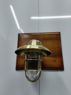 #ad Nautical Ship Brass Satin Finish Antique Polished Wall Sconce Light With Shade $146.00