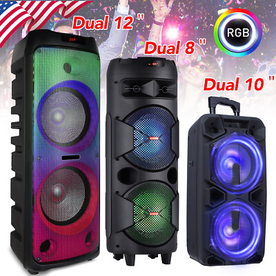 #ad RGB Portable Bluetooth PA Speaker Subwoofer Heavy Bass Sound System Party w Mic $230.99