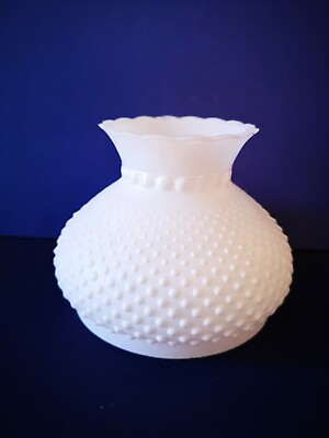 #ad 7quot; MILK WHITE OPAL Student Hobnail Crimp Top Glass Matte Globe Shade NEW 11100 $49.95