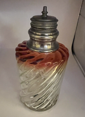#ad Baccarat Rose Tiente French Swirl Antique Dresser Bottle Metal Top 6.5quot; c 1930 $126.65