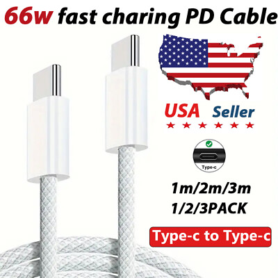 #ad Type C Fast Charging Data USB C to USB C Charger Cable Cord 1 2 3M Braided SYNC $3.49
