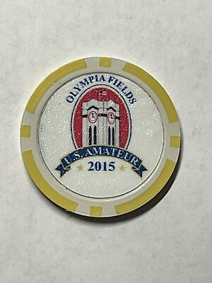#ad 2015 US Amateur Double Sided Poker Chip Marker Olympia Fields CC DeChambeau $16.00