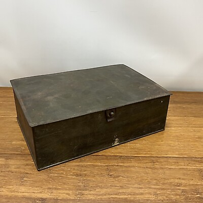 #ad Vintage Humidor Metal Interior w Latch Industrial Loft Storage Stash Box Cool $29.96