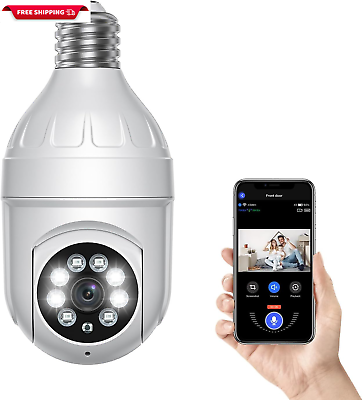 #ad 1080P Light Bulb Wireless Security Camera 355° Panoramic Dome Cam Live View A $19.71