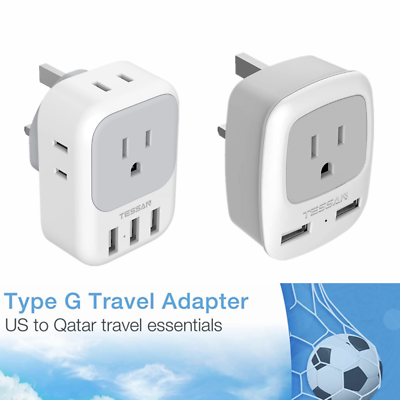 #ad Travel Power Plug Adapter with USB Multi Plug for US to Qatar UK Ireland London $13.99