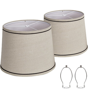 #ad #ad Set of 2 Medium Drum Lamp Shades Linen Oatmeal Color $27.16