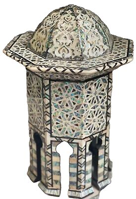 #ad Handmade Wooden End Table Carving Wood Table Home Decor Mother of Pearl Inlay $1263.80
