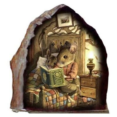 #ad Mother Reading To Child 3D Mouse wall art Cute baseboard decal hole $4.88
