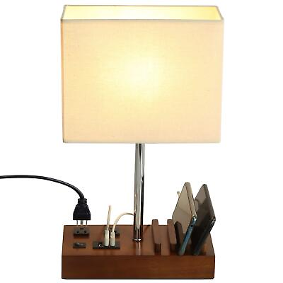 #ad USB Table Lamp Multi Functional Bedside Desk Lamp with 2 AC Outlets 3 USB C... $53.04