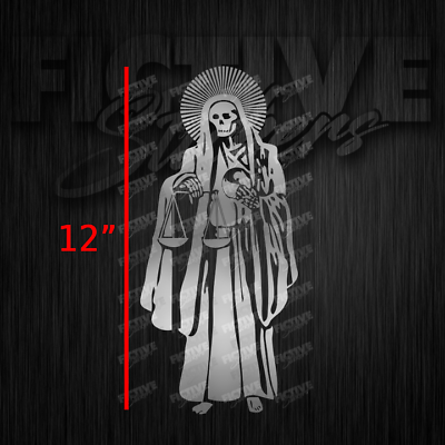 #ad Santa Muerte Holy Death 12quot; Sticker Decal Silver $16.99
