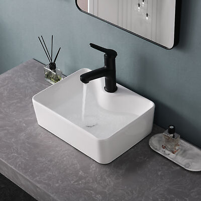 #ad Bathroom Sink Rectangular White Ceramic Basin SinkPop Up Drainer Combo Set $65.10