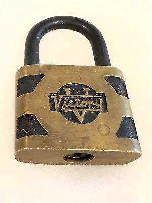 #ad Vintage Brass VICTORY Padlock No Key $13.54