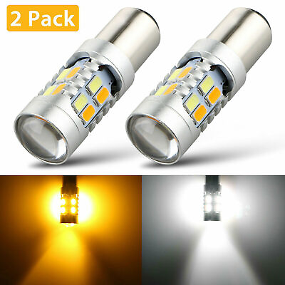 #ad 2x 1157 Dual Color Switchback 5630 6000K White Amber LED Signal Turn Light Bulbs $10.89