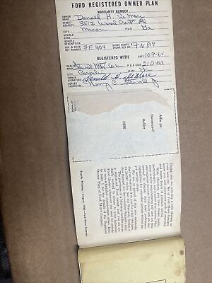 #ad 1965 Mustang Registered Owners Manual Fourth Print Owners Inscribed Inscribed $75.00