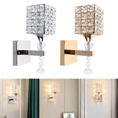 #ad Wall Lamp Crystal Pendant Wall Light for Bedroom Bedside Light Indoor Lighting $30.99