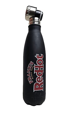#ad FRANKS REDHOT SAUCE Black MATTE Metal Insulated Water Bottle Screw Top $12.98