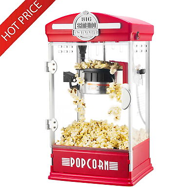 #ad 4 Oz Retro Tabletop Electric Popcorn Machines W 60W Lamp Movie Theater Style Red $116.85