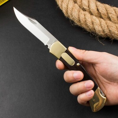 #ad 8.5#x27;#x27; New 440C Blade Wood Handle Back Lock Tactics Folding Pocket Knife FC175 $54.89
