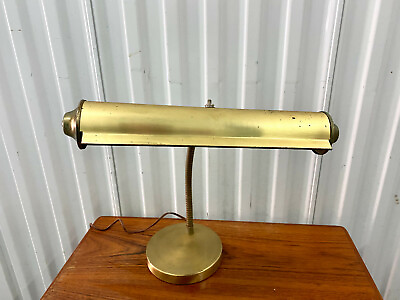 #ad Vintage Mid Century Gooseneck Brass Desk Bankers Lamp $58.99