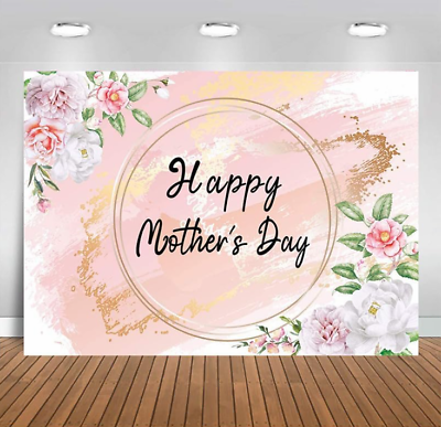#ad Happy Mother#x27;S Day Backdrop Pink Flower Background Mother Festival Party 7X5 Ft $15.15