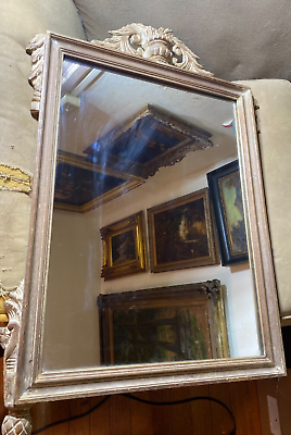 #ad Antique Carved Wood Framed Mirror 23.0quot; W x 33.0quot; L x 1.5quot; D For Restoration $87.75