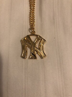 #ad New York Yankees Necklace Gold Color 1in Pendant $8.99