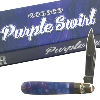 #ad Rough Ryder Purple Swirl Small Barlow Pocket Knife RR2153 $13.95