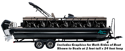 #ad Black Marble Agate Stone Vinyl Decal Graphic Wrap Pontoon Fishing Bass Boat USA $282.45